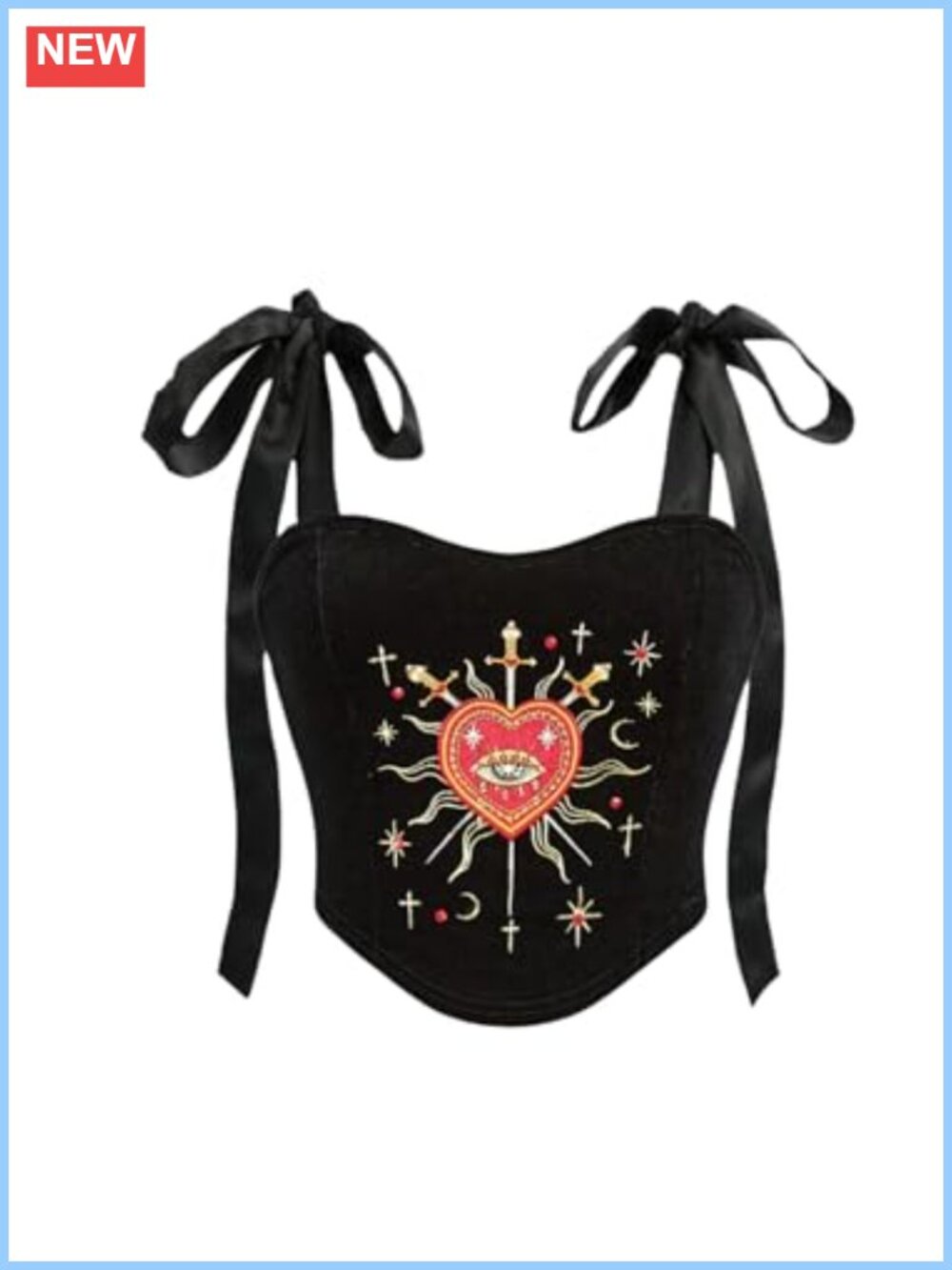 Velvet Corset Bustier Cami Top Embroidered Gothic Crop Top